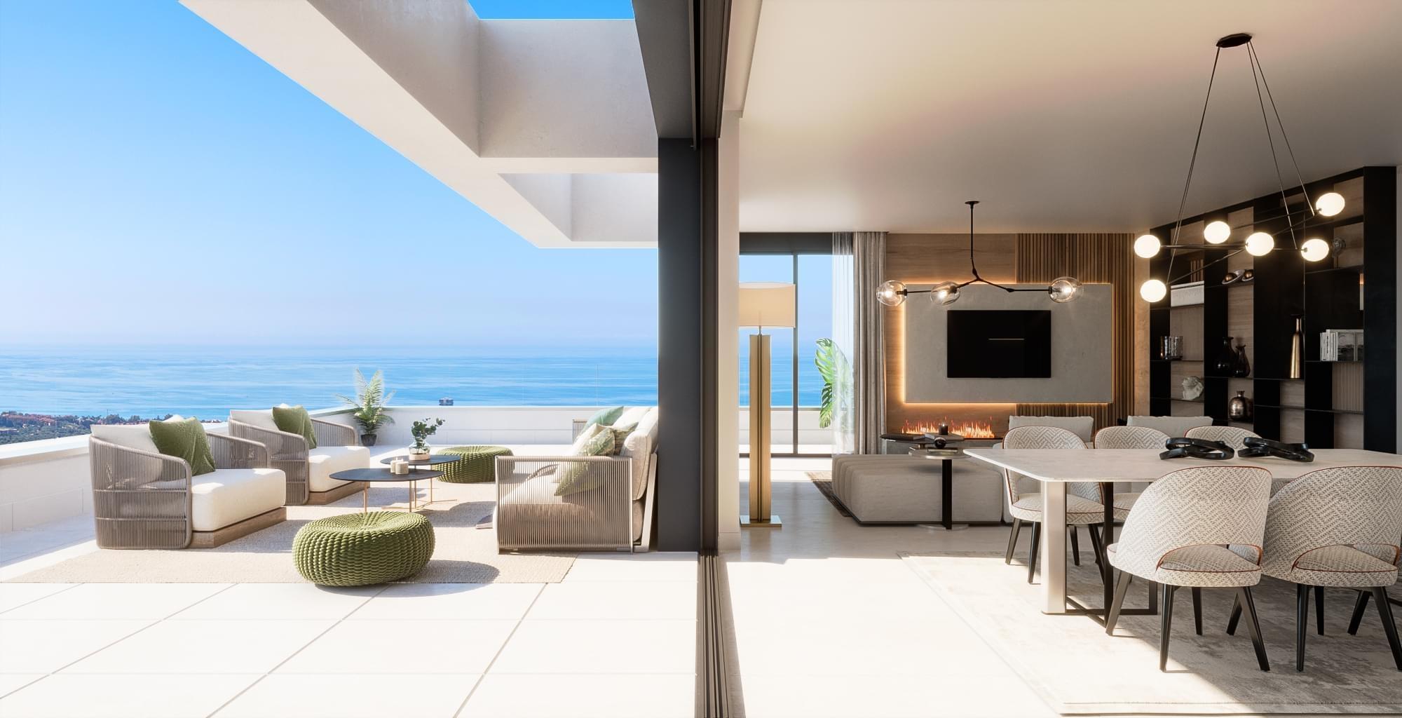 Communal pool area in new-build development, Alto de los Monteros