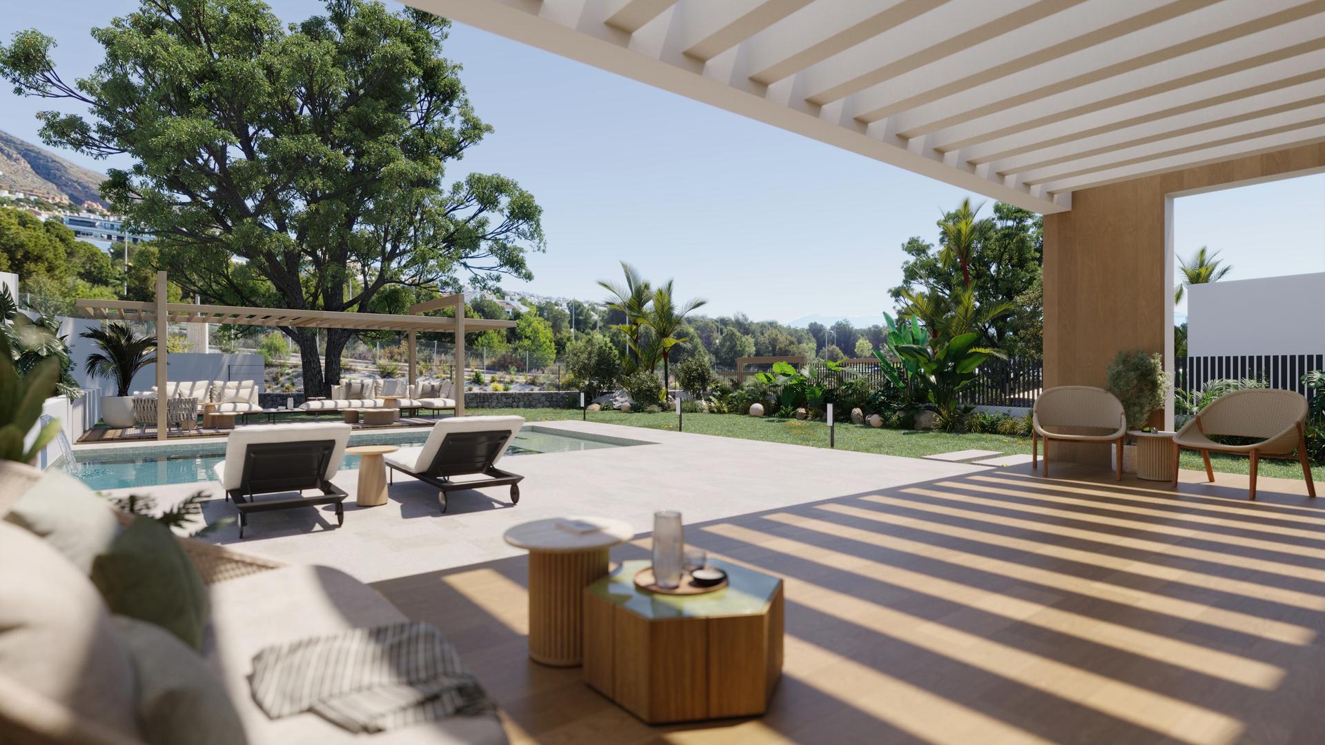 Front exterior and entrance of new-build villa, Seascape Resort, Finestrat