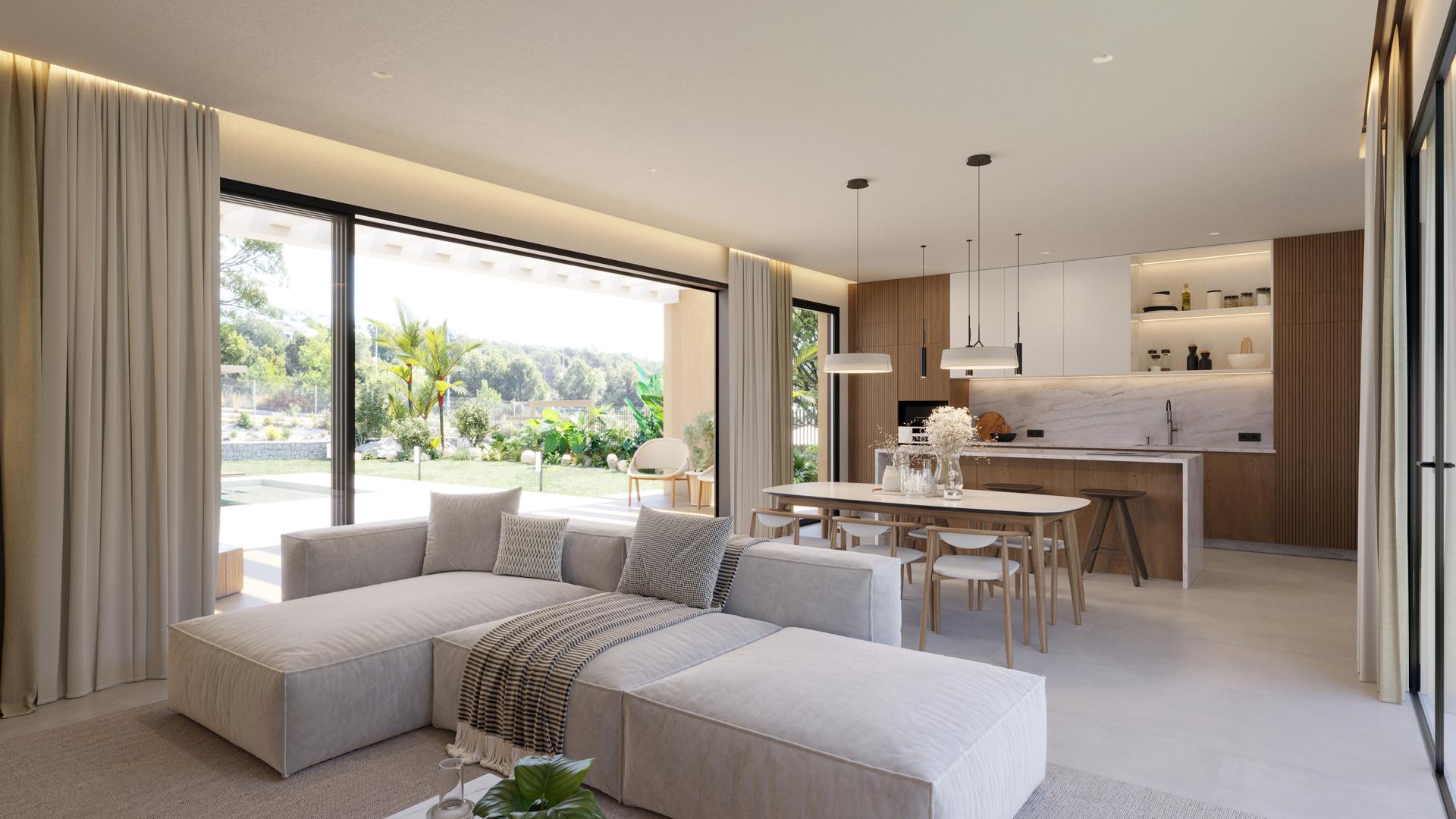 Detail of kitchen worktops and appliances, new-build villa, Finestrat