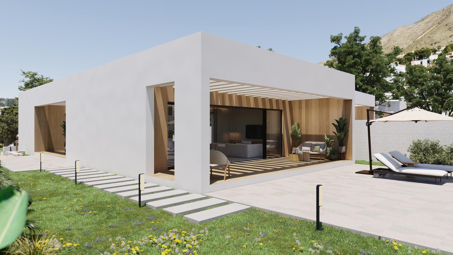 Open-plan kitchen and dining area in 3-bedroom villa, Seascape Resort, Finestrat