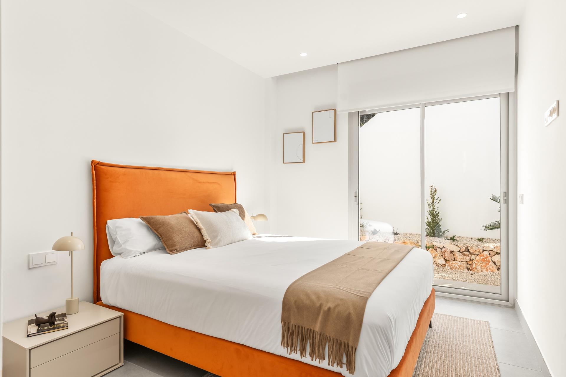 Master bedroom interior, new-build villa in Benitachell, Alicante