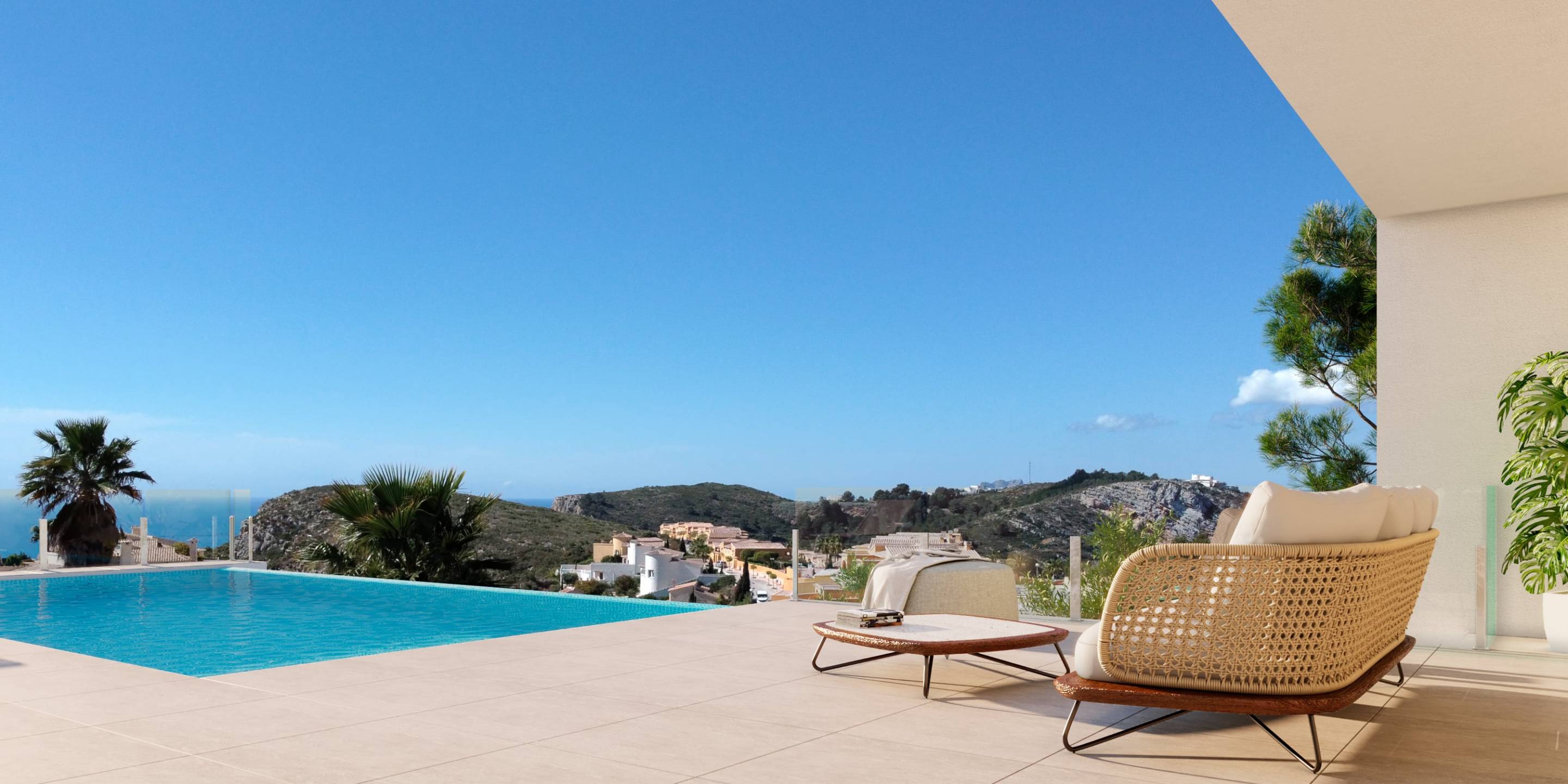 Pool area and outdoor space of new-build villa, Benitachell