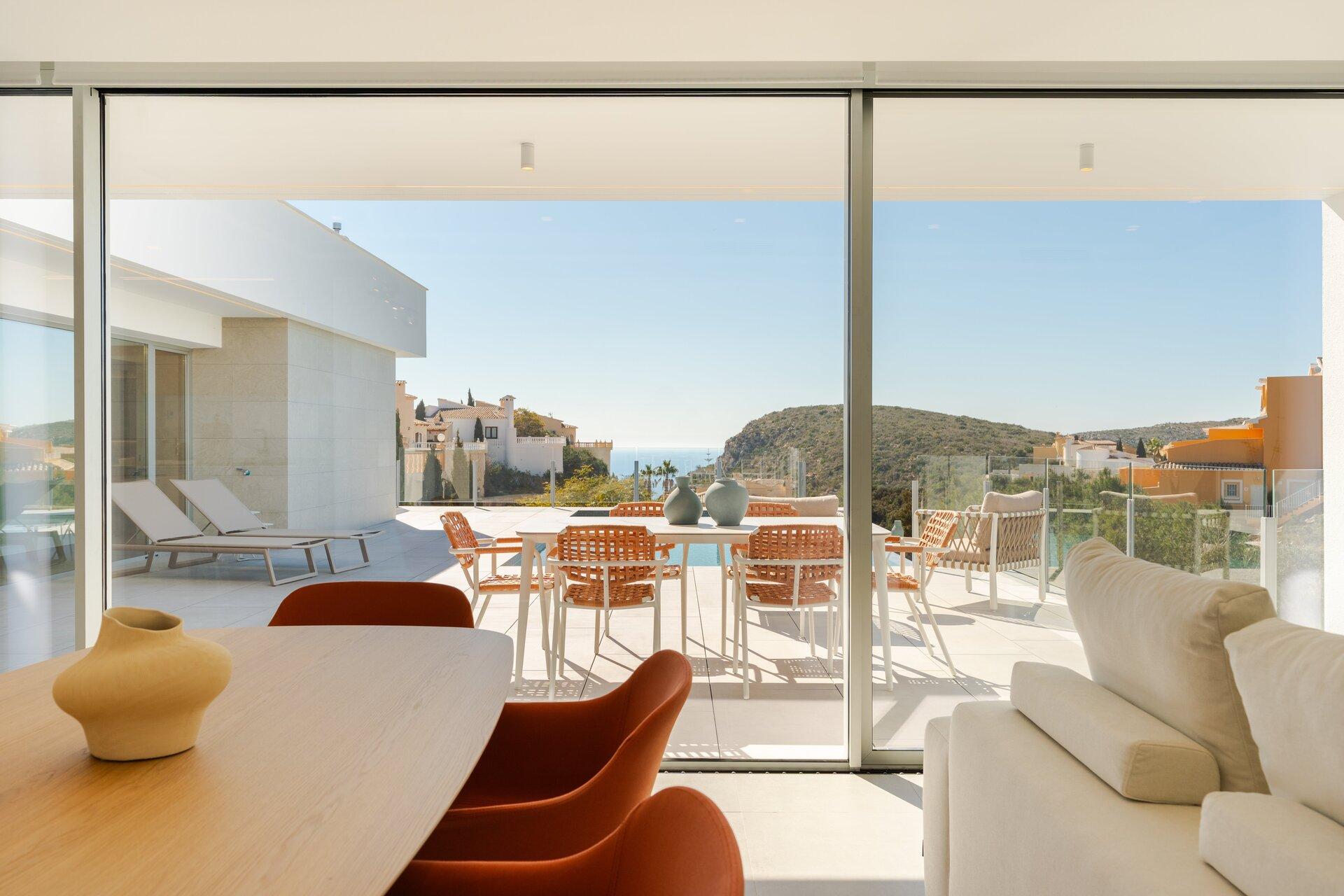 View from solarium of new-build villa in Benitachell