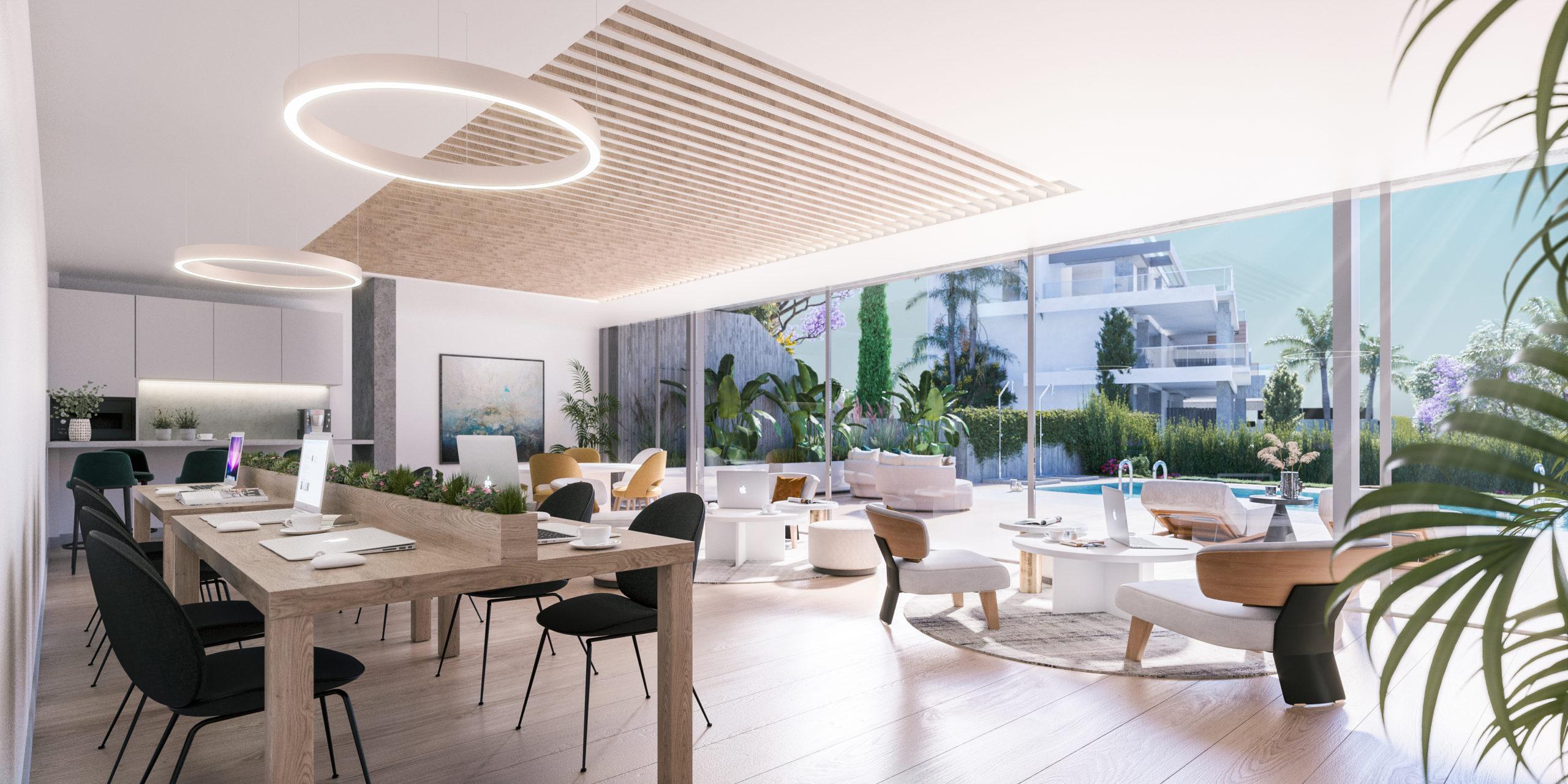 Communal pool area of new-build development, Alto de los Monteros, Marbella