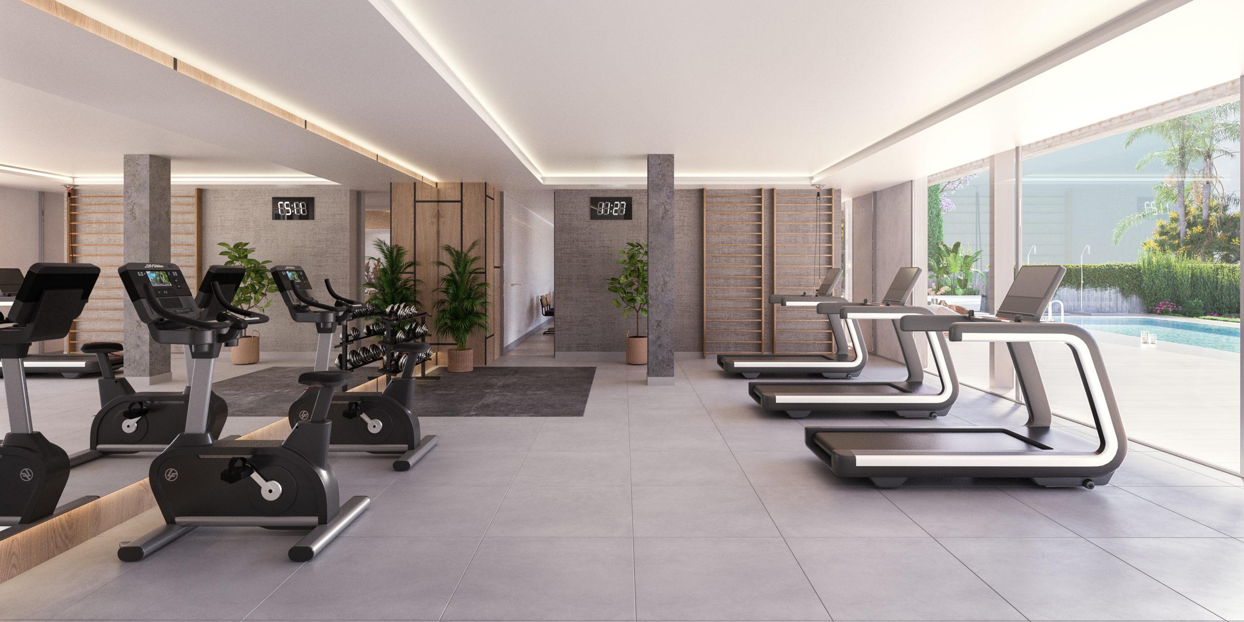 Communal gardens and pool surrounds, penthouse development, Alto de los Monteros