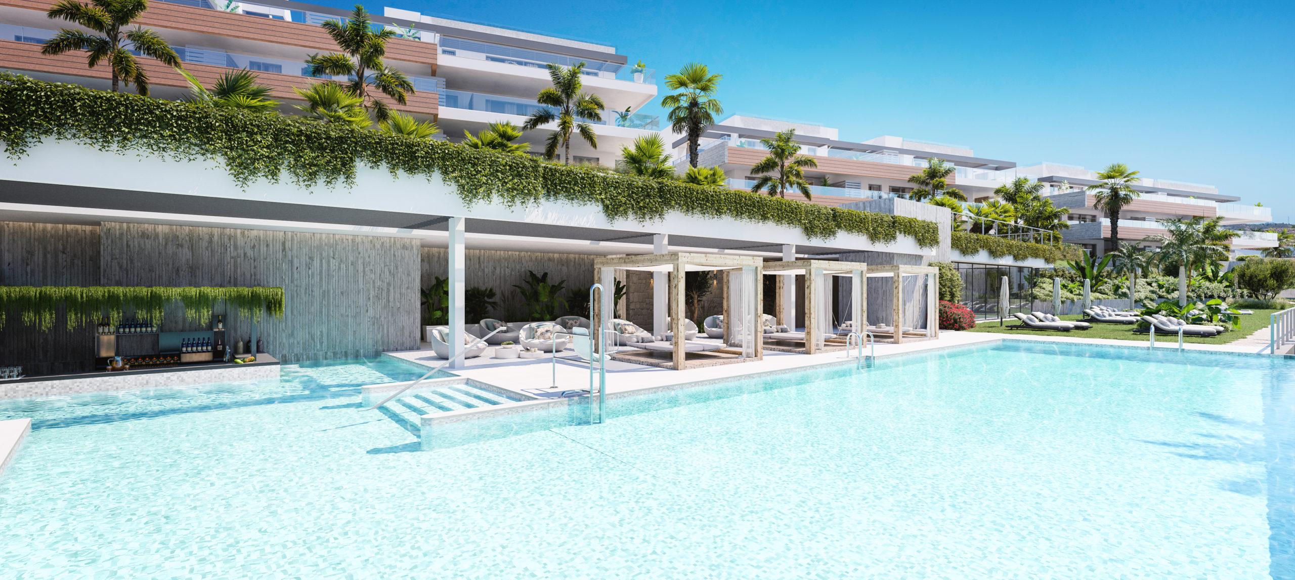 Living room with glazed terrace access, penthouse in Alto de los Monteros, Marbella