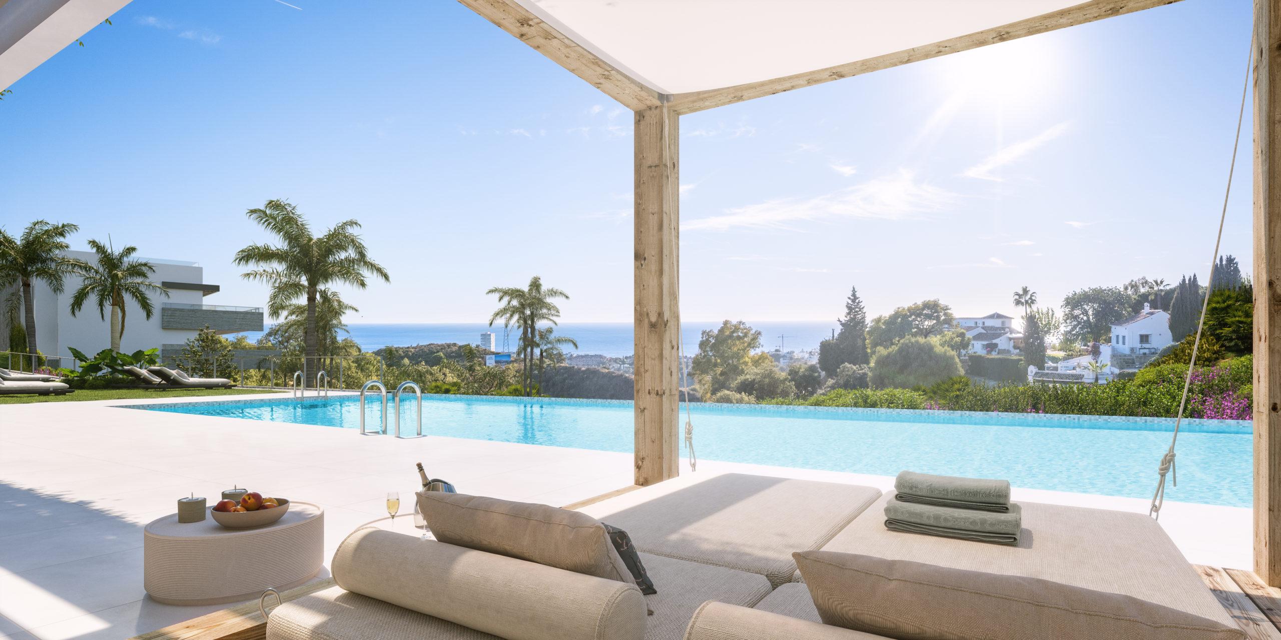Private solarium terrace on 3-bedroom penthouse, Alto de los Monteros, Marbella