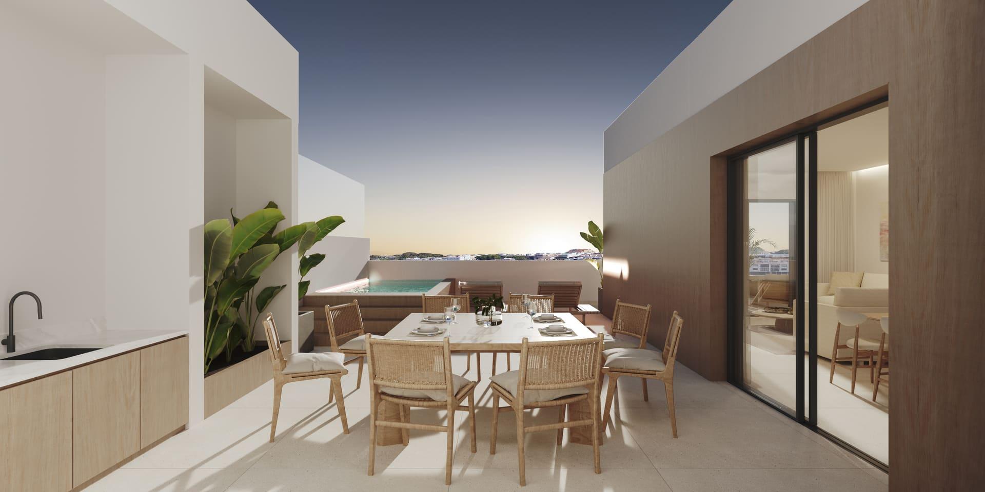 Terrace or balcony area in new-build apartment, San Pedro de Alcántara, Marbella
