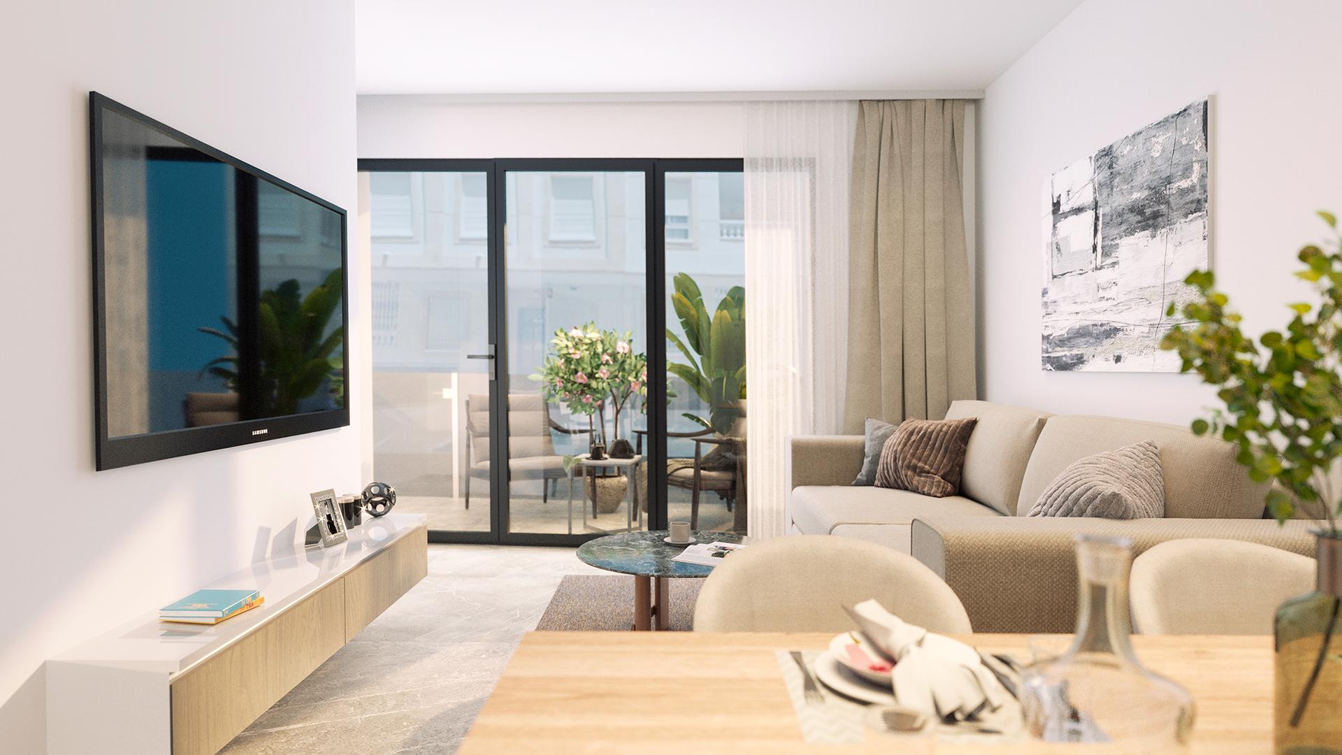 Living area in 2-bedroom penthouse, Estacion de autobuses