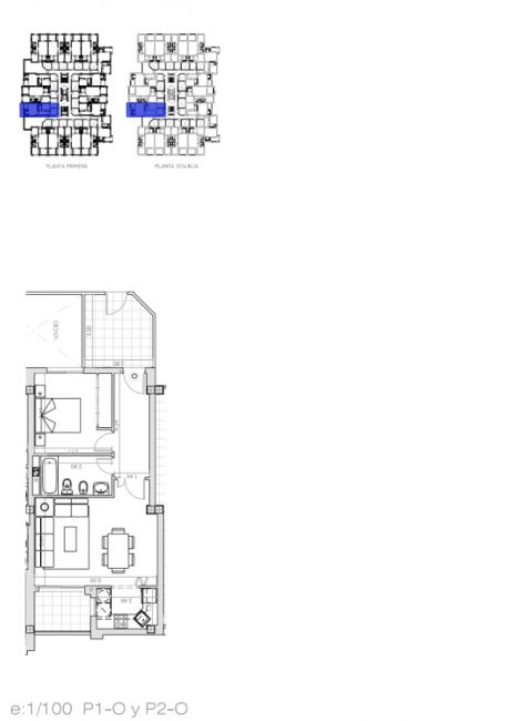 Floor plan of 1-bedroom apartment in Los Dolses, Orihuela Costa