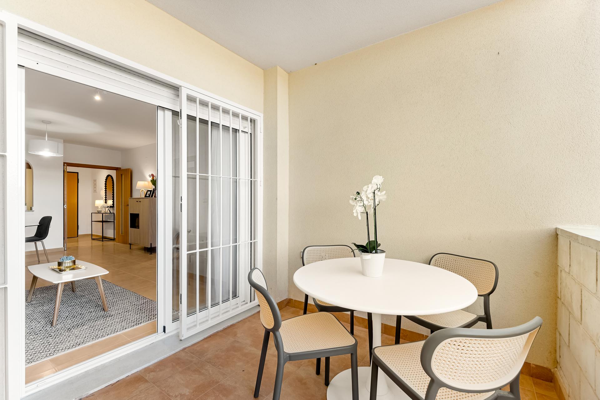 Window view from interior of apartment, Lomas de Cabo Roig, Orihuela Costa