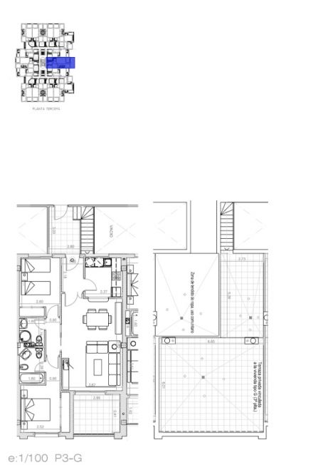 Floor plan of the 2-bedroom penthouse in Lomas de Cabo Roig (view 51)