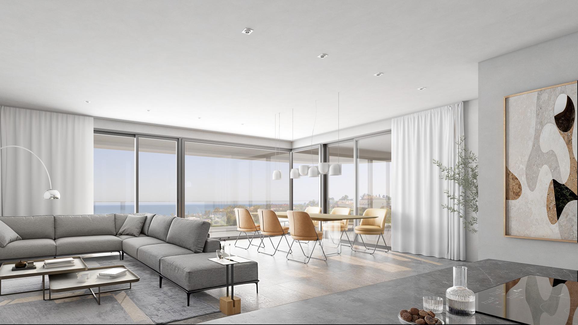 Open-plan kitchen and living space, new-build penthouse, El Castillo
