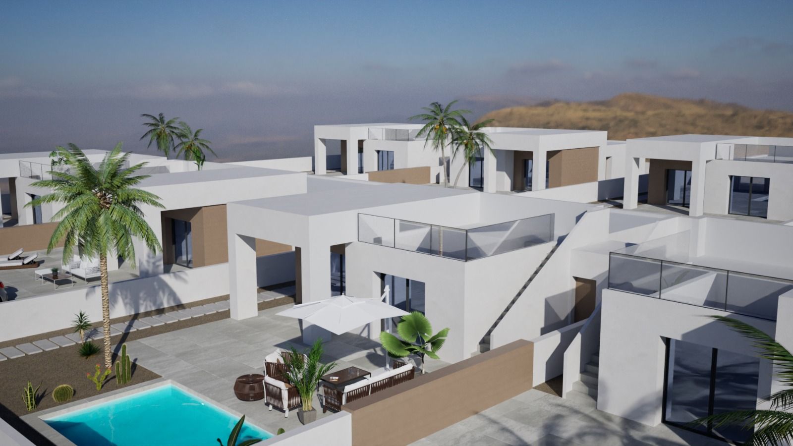 Side view of new-build villa exterior, La Romana