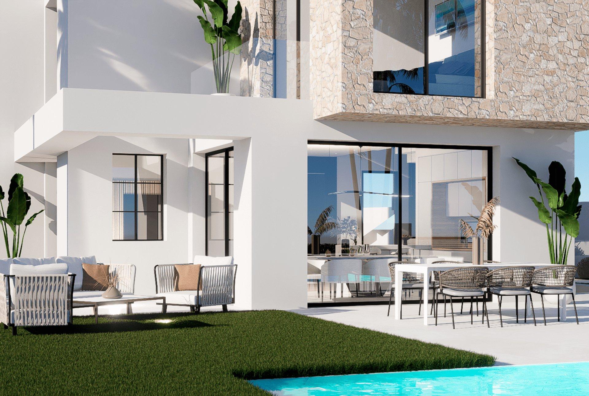 Solarium terrace, new-build villa in Balcón de Finestrat, Finestrat