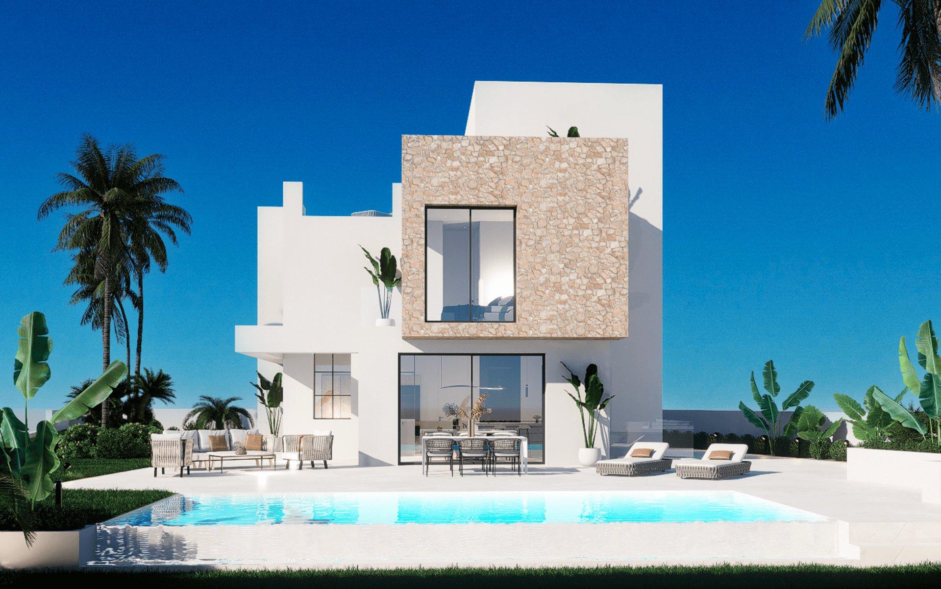 Front elevation of 3-bedroom villa, Balcón de Finestrat, Finestrat