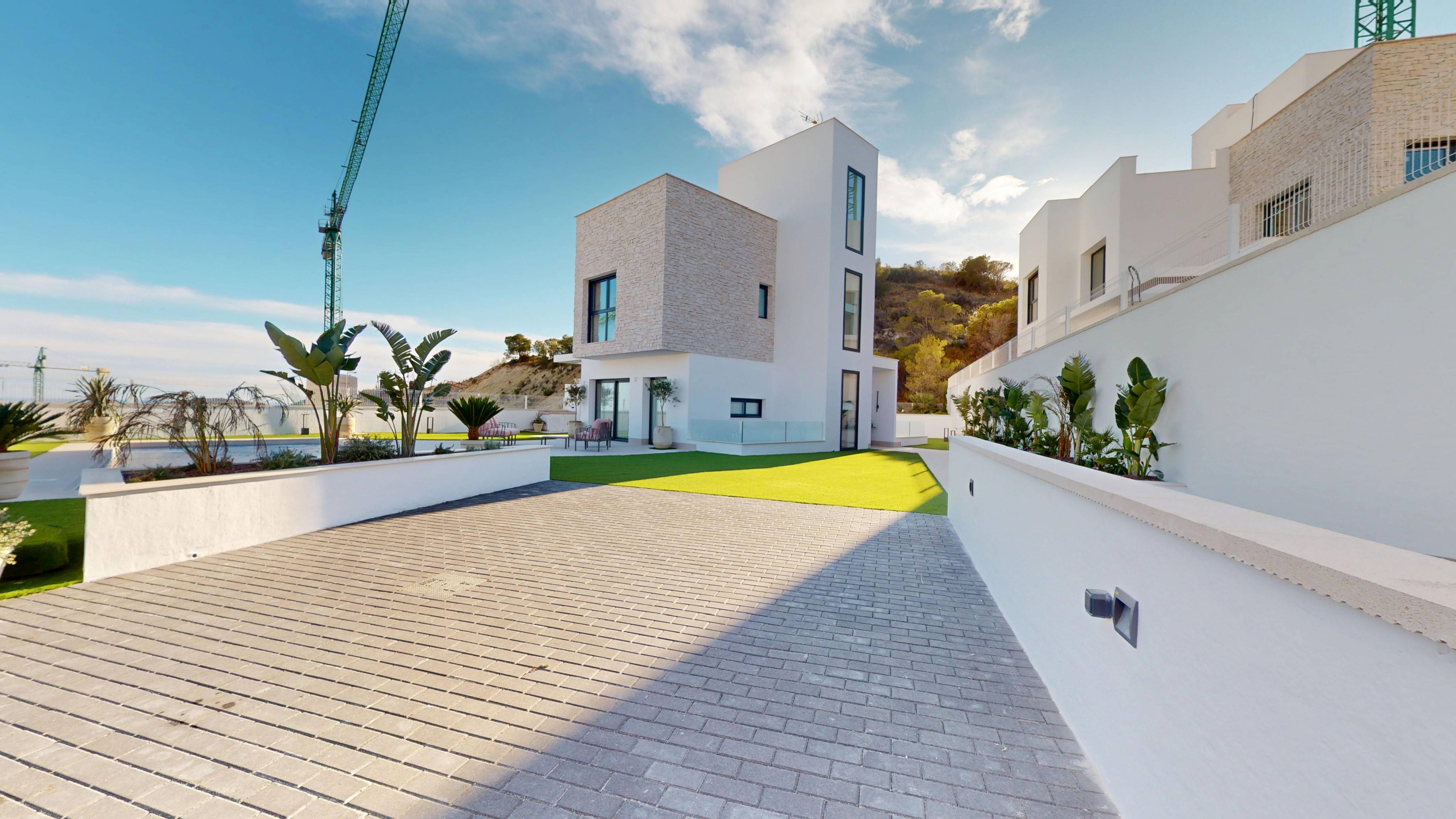 Evening exterior of new-build villa, Balcón de Finestrat
