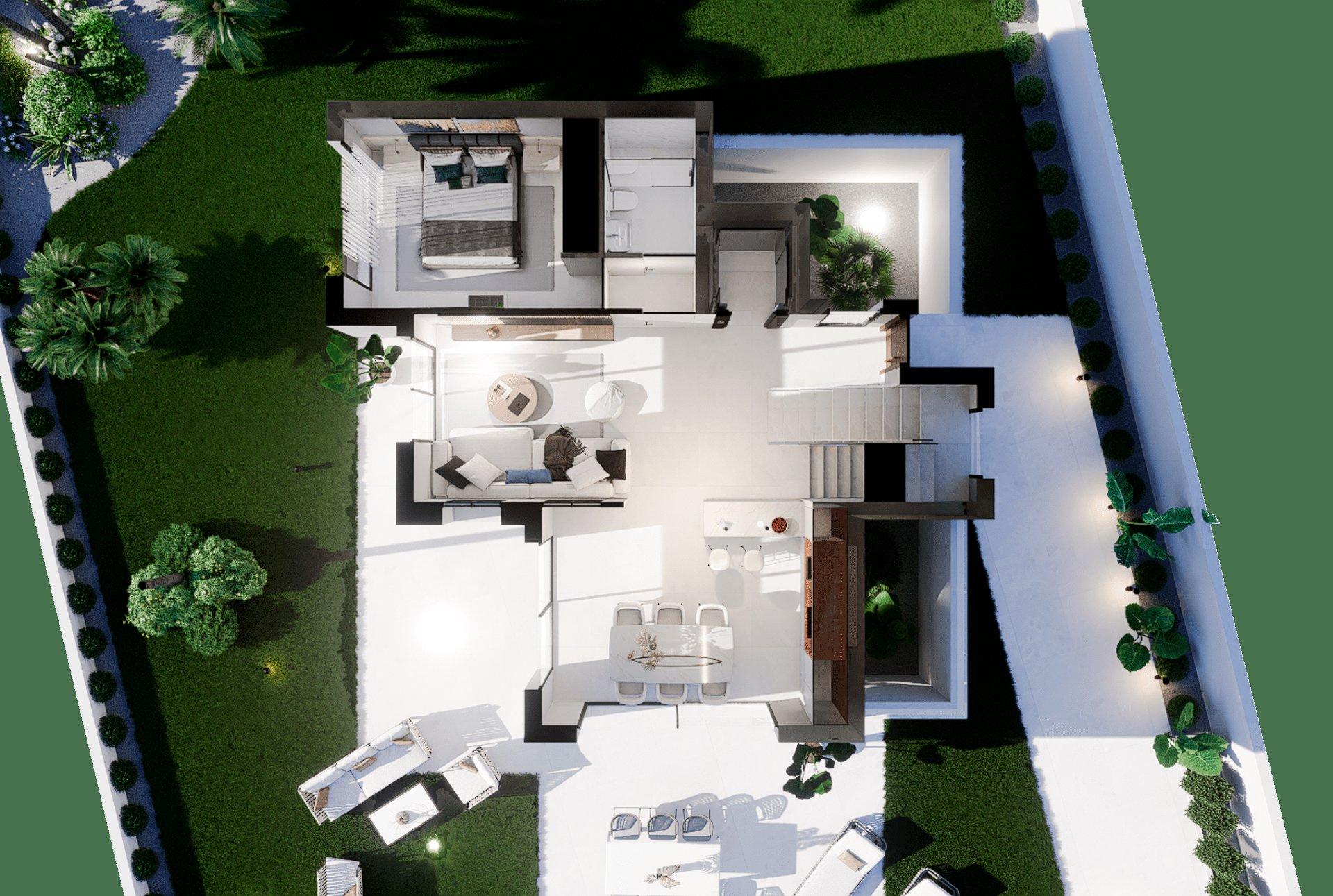 Side view of new-build villa on 507m2 plot, Balcón de Finestrat