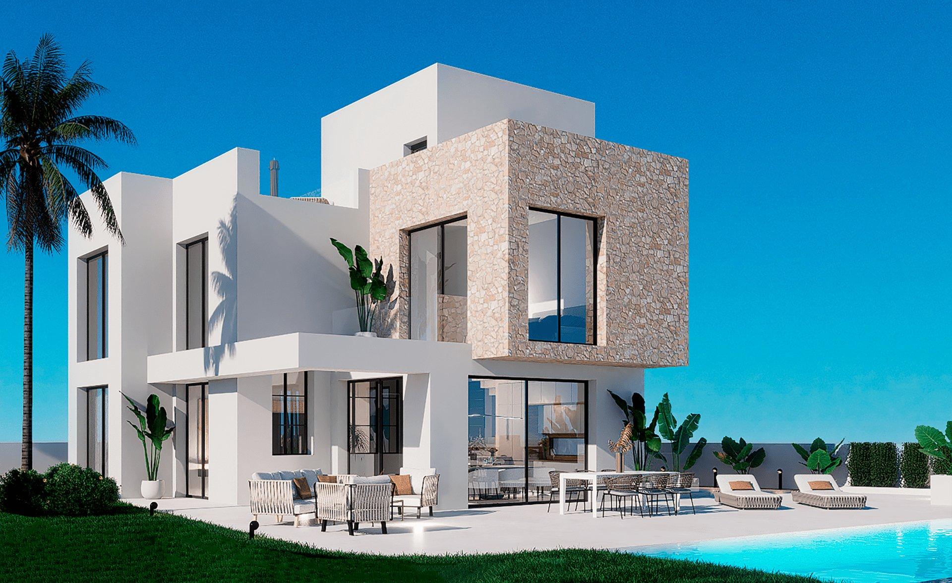 Floor plan - solarium level, 3-bedroom villa in Balcón de Finestrat
