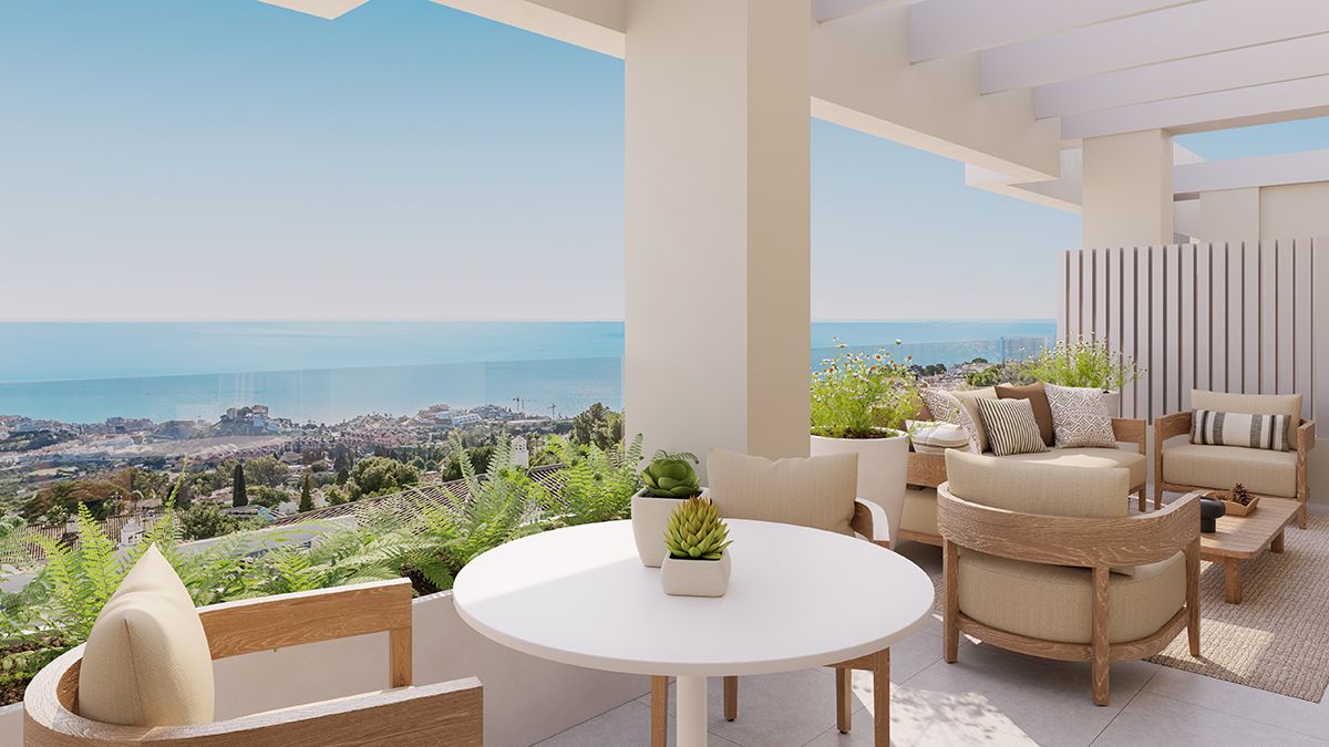 Communal gardens of new-build development in Rancho Domingo, Benalmádena