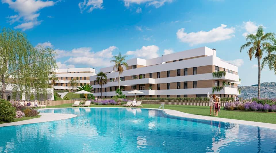 Open-plan kitchen and dining area in 2-bedroom apartment, La Cala de Mijas