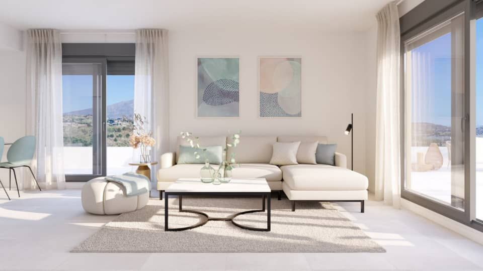 CGI render of bathroom in new-build apartment, La Cala de Mijas