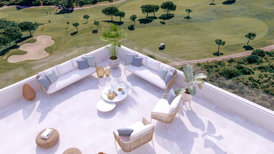 CGI render of terrace view in new-build apartment, La Cala de Mijas