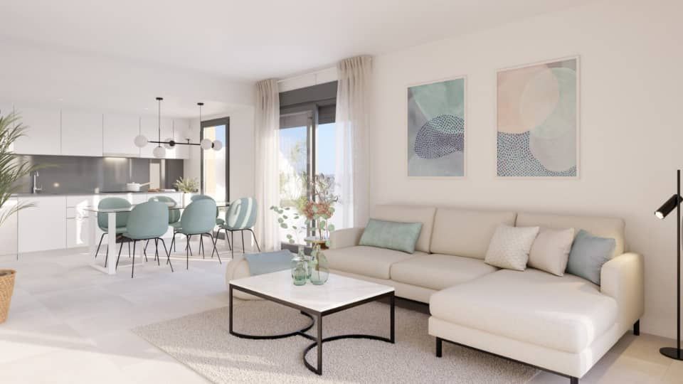 Bathroom with white fittings in new-build apartment, La Cala de Mijas