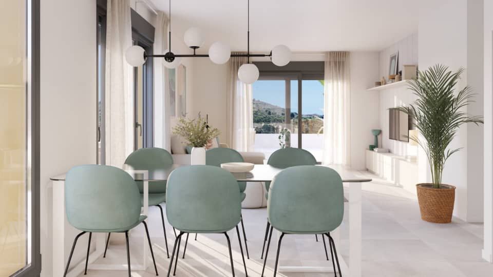 Kitchen appliances and cabinetry in new-build apartment, Calanova