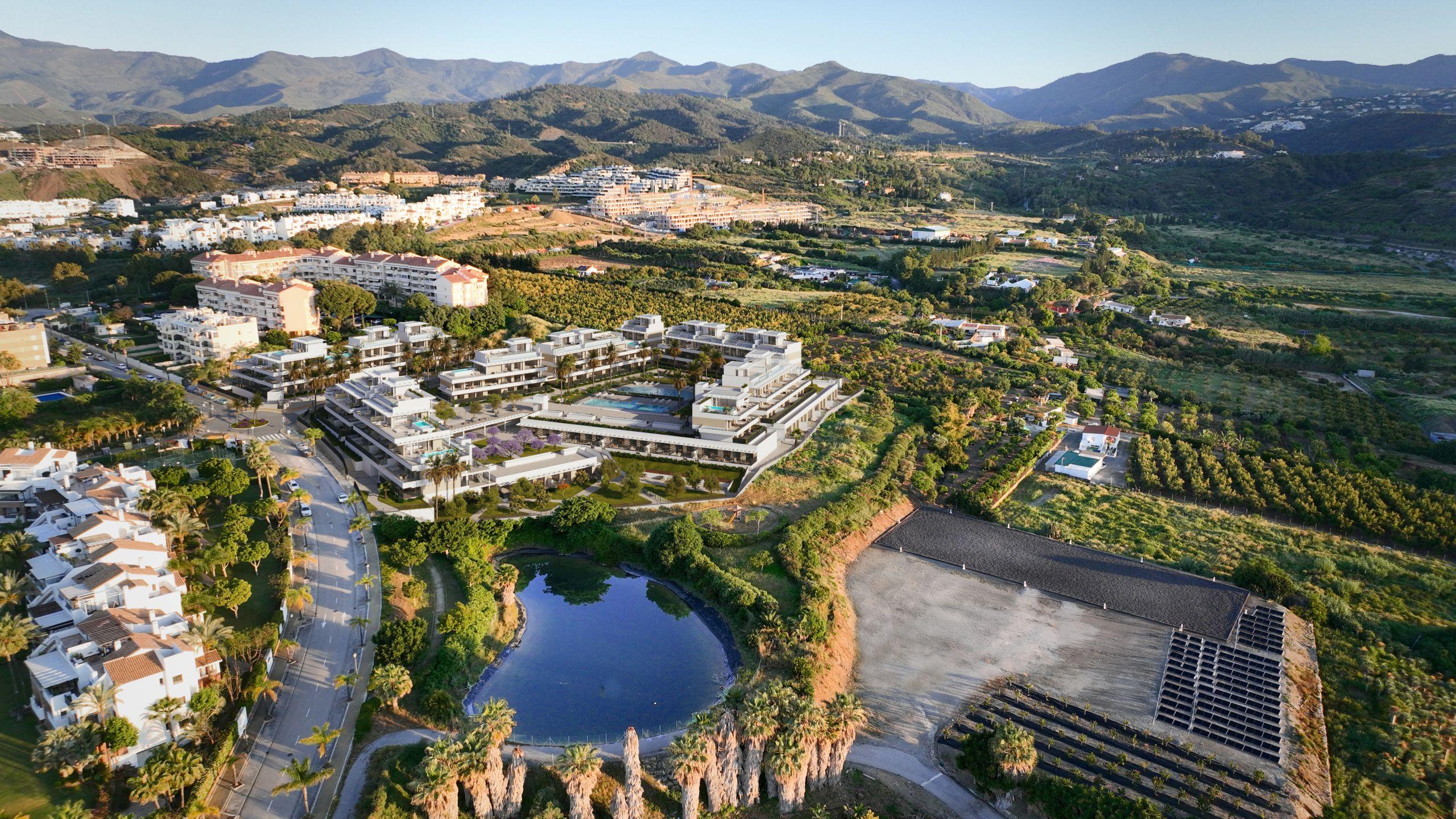 Outdoor communal space in new-build development, Selwo, Estepona