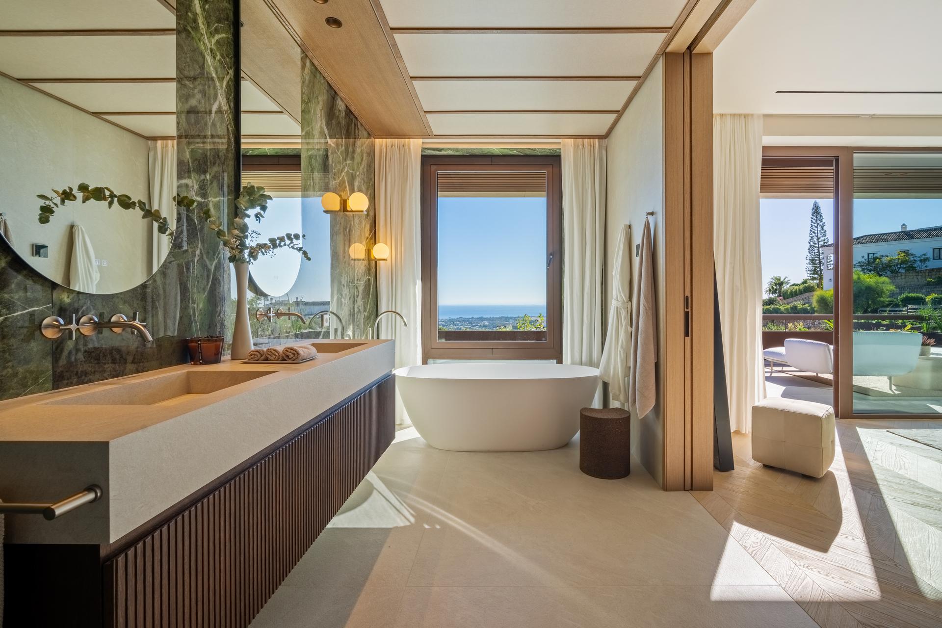 Swimming pool area in new-build villa development, La Quinta