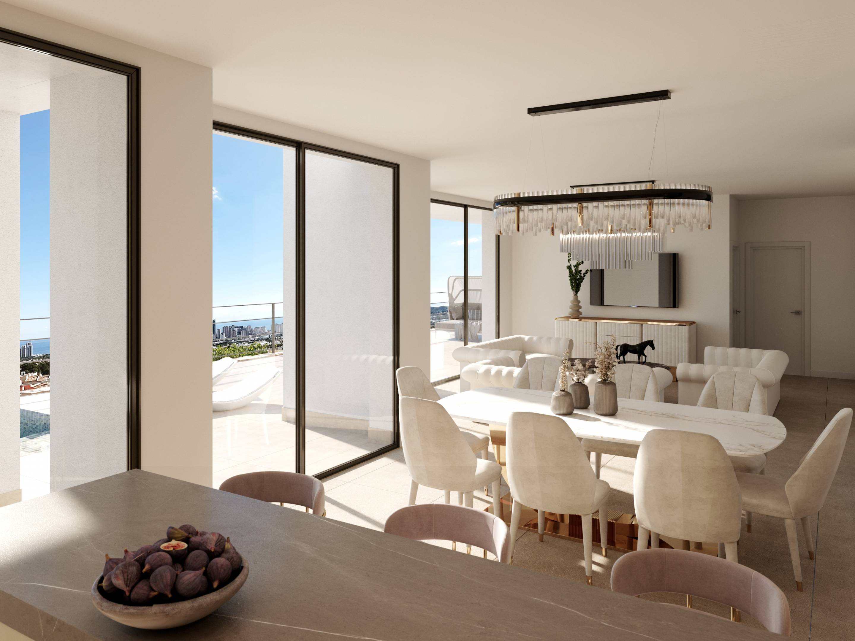 Terrace area of new-build villa, Sierra Cortina, Finestrat