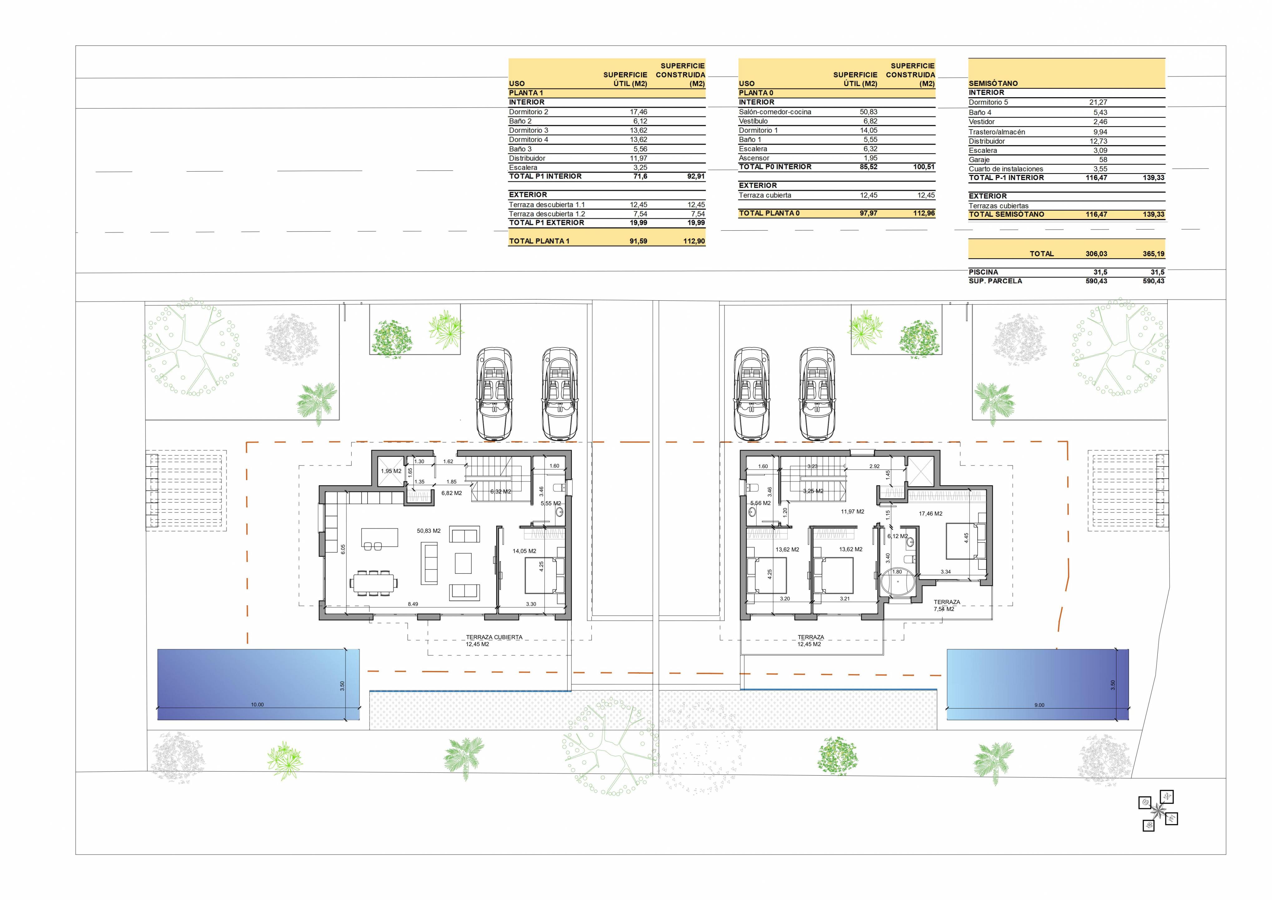 Floor plan of new-build villa in Sierra Cortina, Finestrat - ground floor