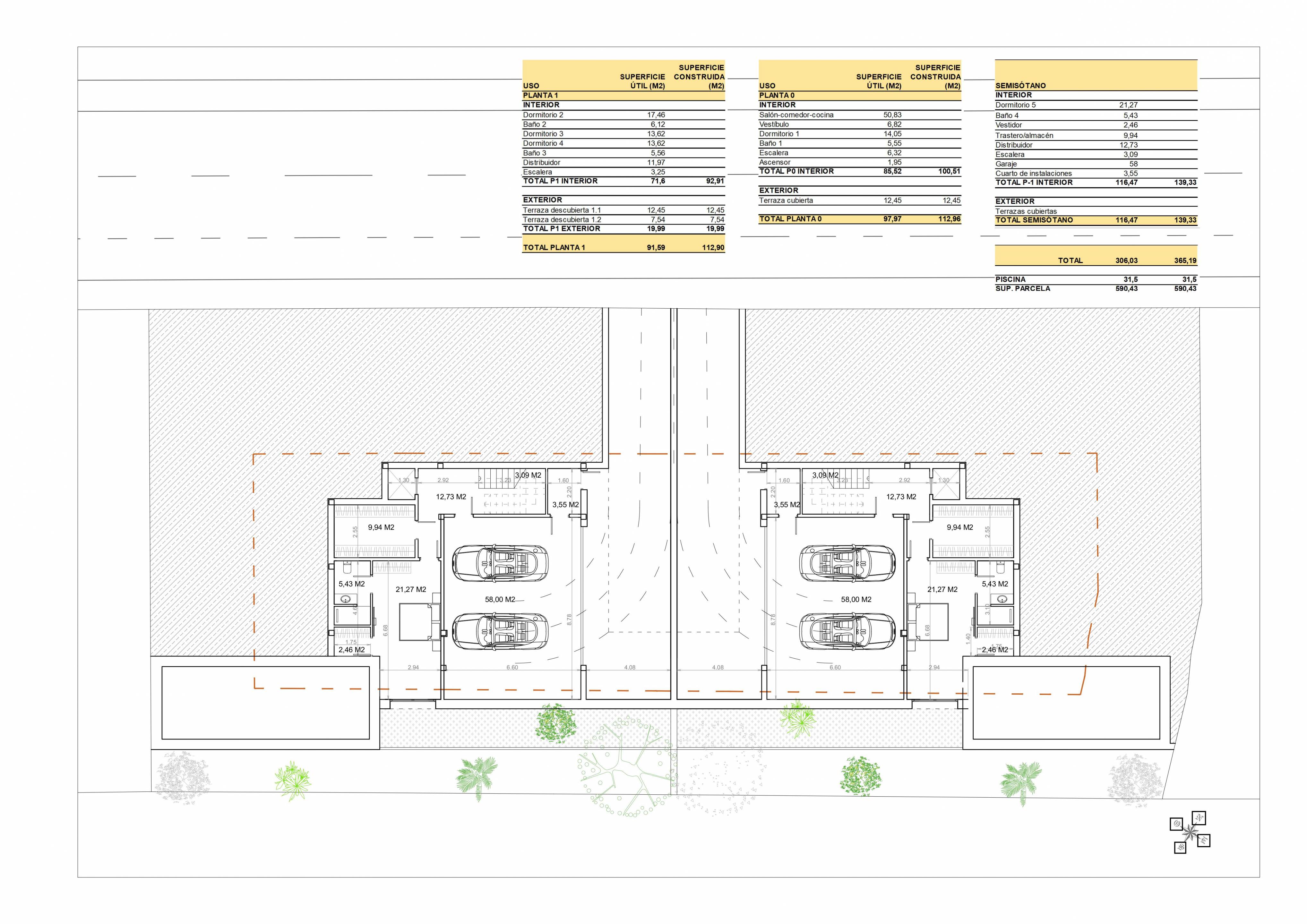 Floor plan of new-build villa in Sierra Cortina, Finestrat - upper floor