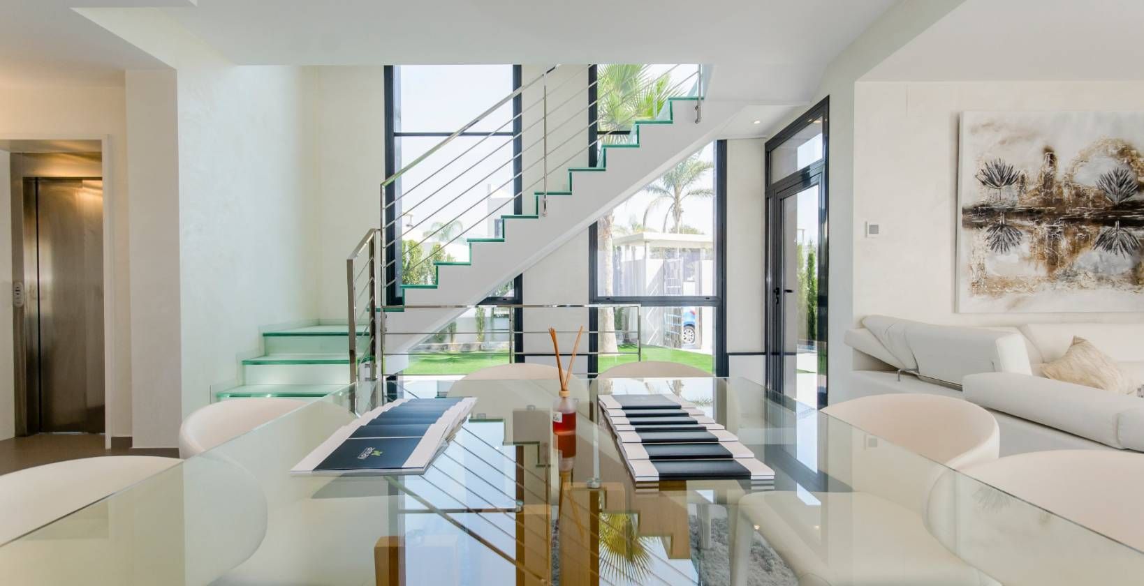 Front garden and entrance path, new-build villa, Campoamor