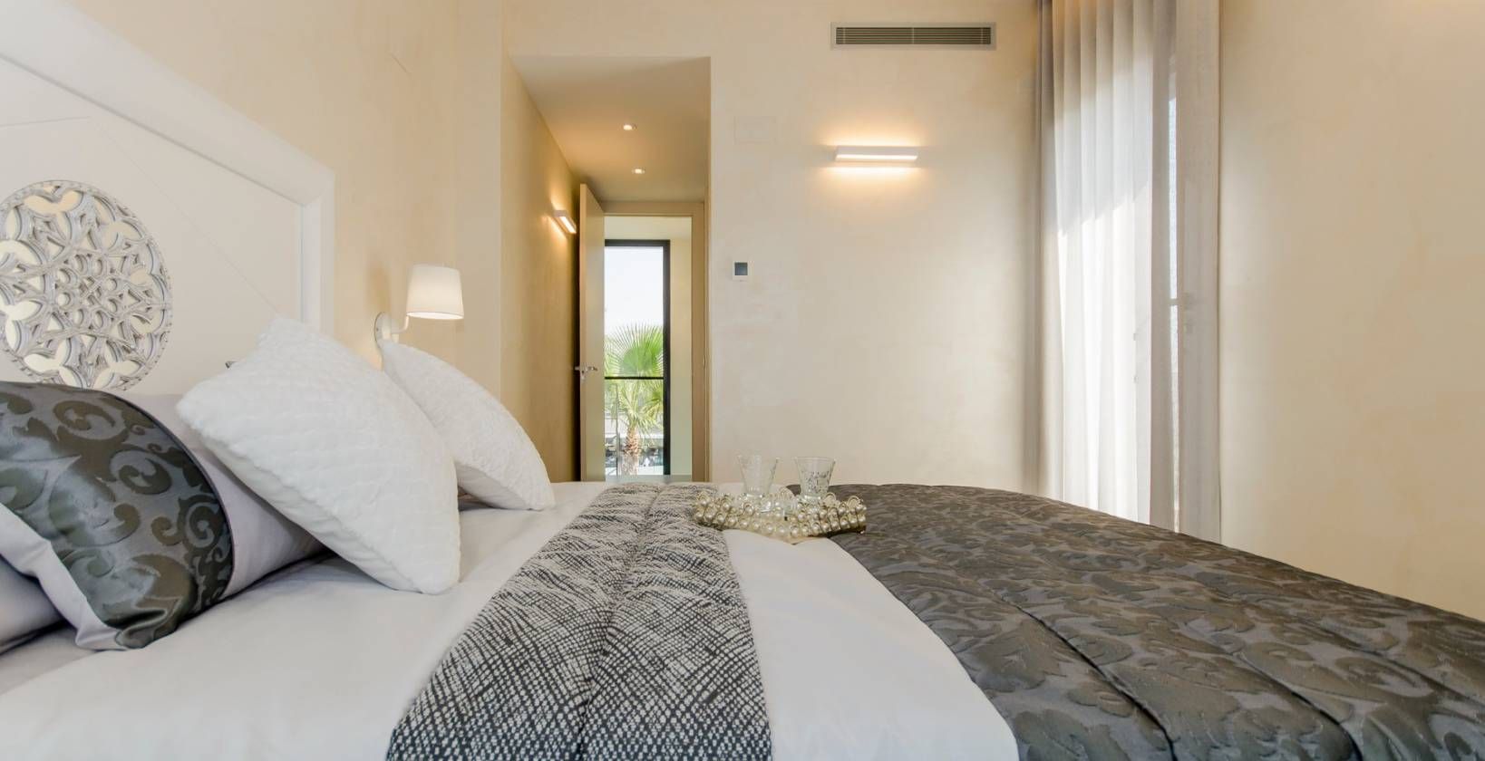 Fitted wardrobe detail in bedroom, new-build villa, Campoamor