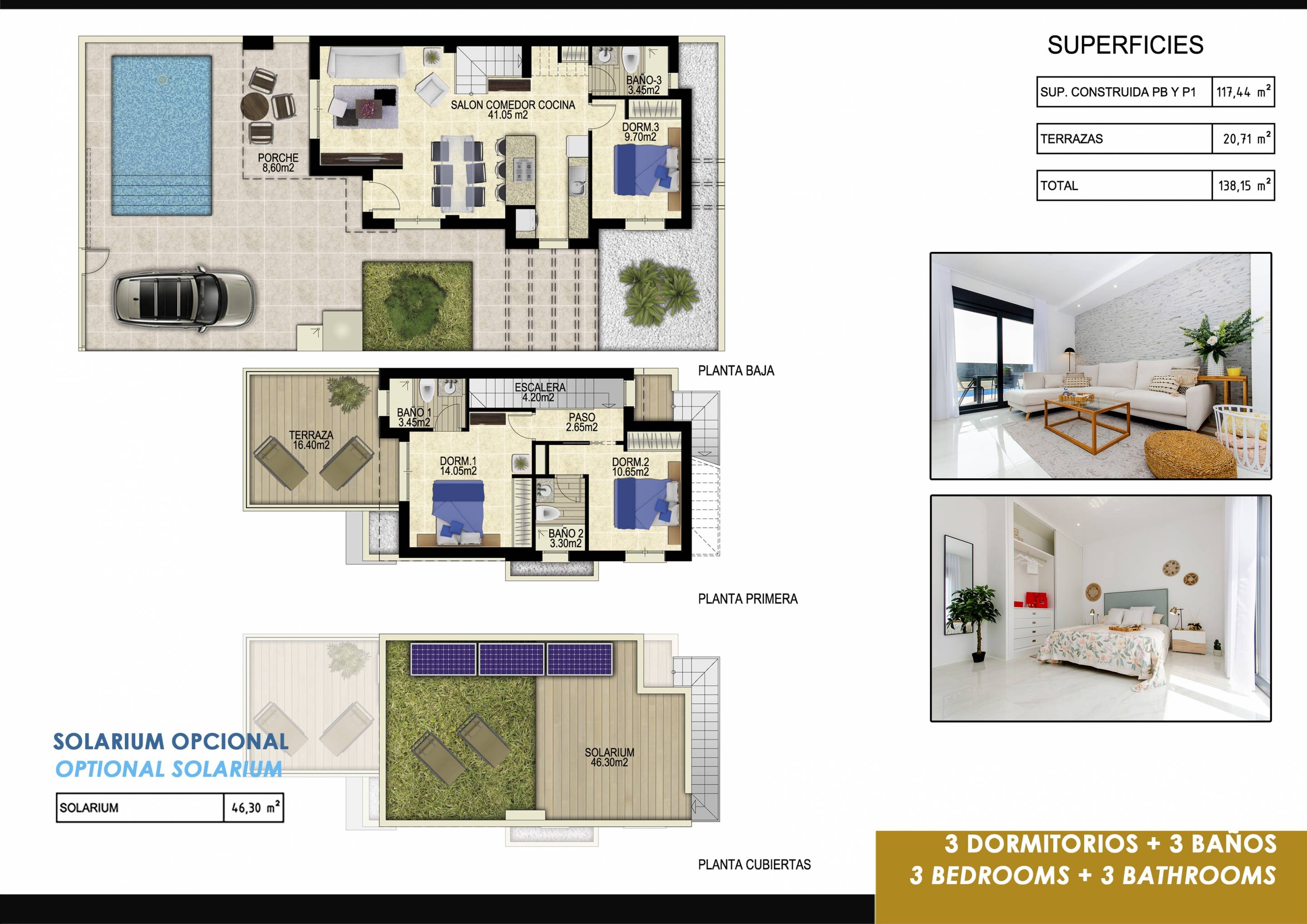 Final exterior shot of 3-bedroom new-build villa, Desamparados