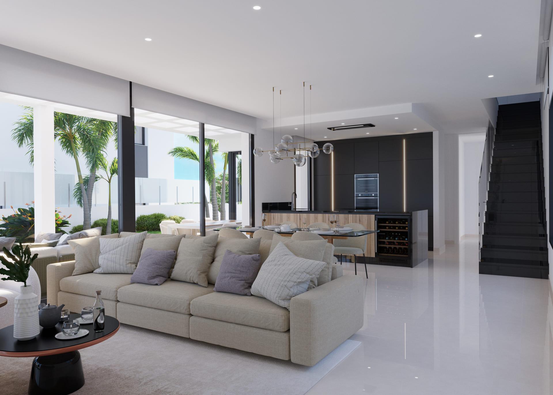 Staircase inside new-build villa in Finestrat Hills, Finestrat