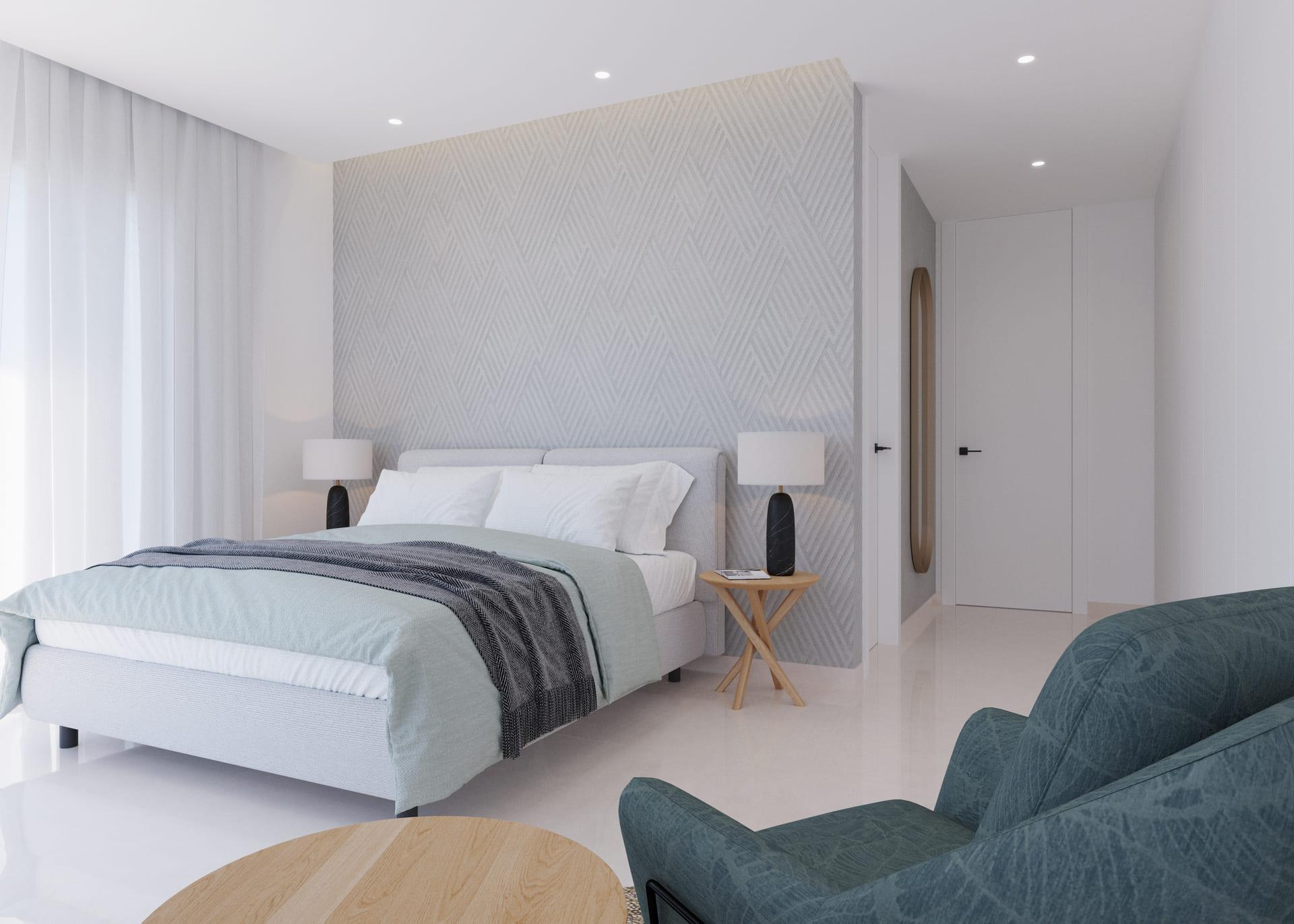 Bedroom with built-in storage in new-build villa, Finestrat Hills