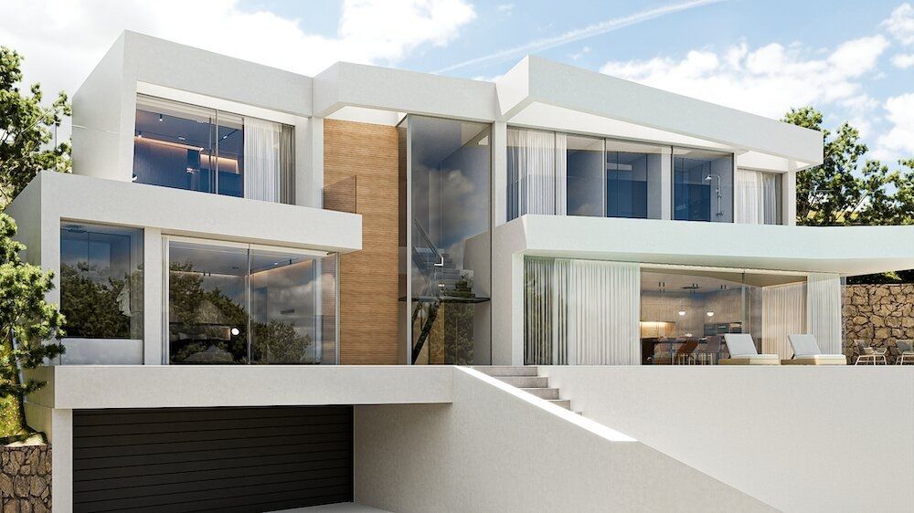 Outdoor terrace area of new-build villa in Altea Hills, Altea