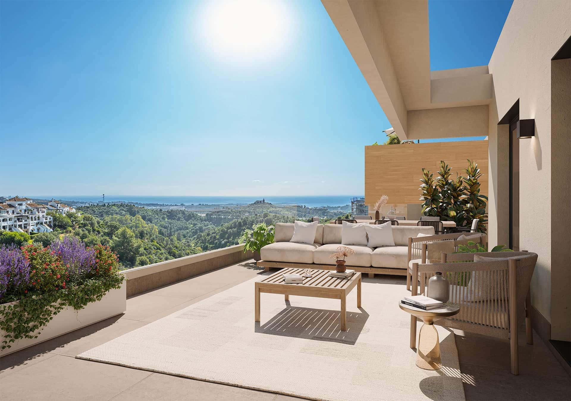 Floor plan of 97 m2 two-bedroom apartment, Alto de los Monteros, Marbella