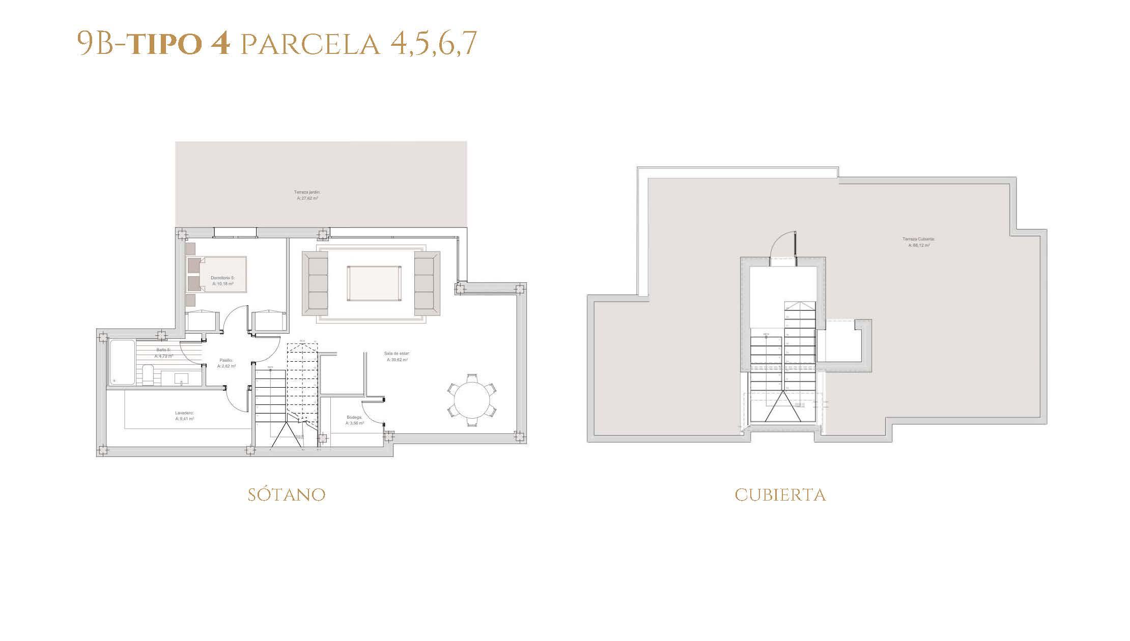 Fourth floor plan showing solarium level, 6-bedroom villa, Azata Golf Estepona Oeste