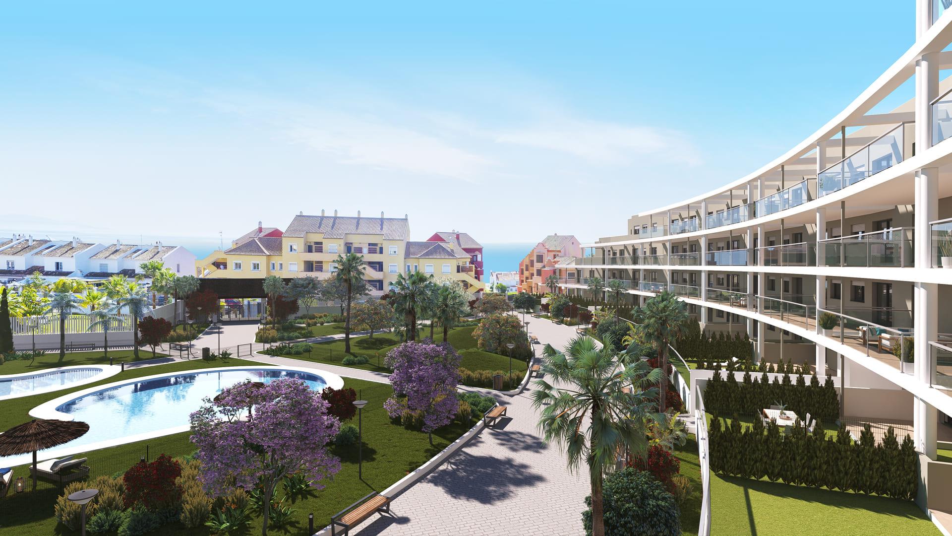 New-build development site and coastal surroundings, Chullera, Manilva