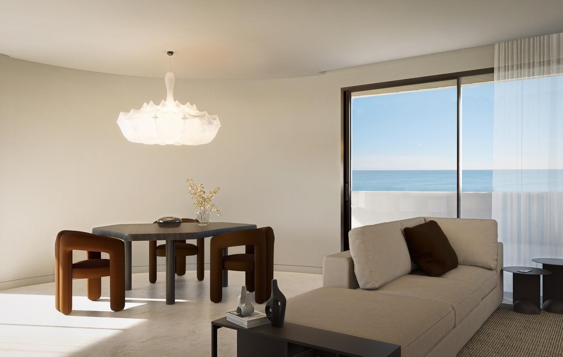 Open-concept kitchen with fitted appliances
