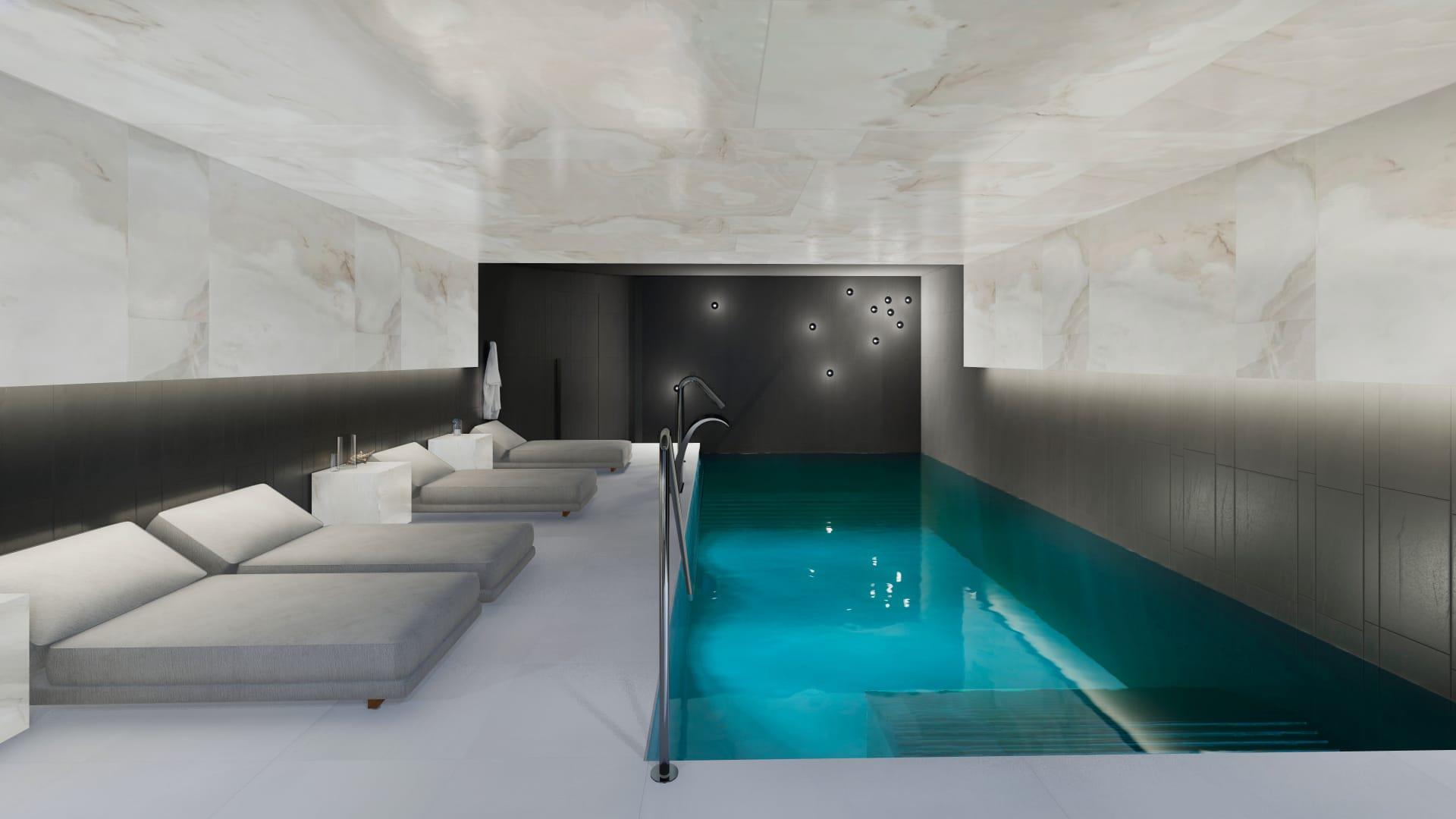 Communal pool and surrounding area