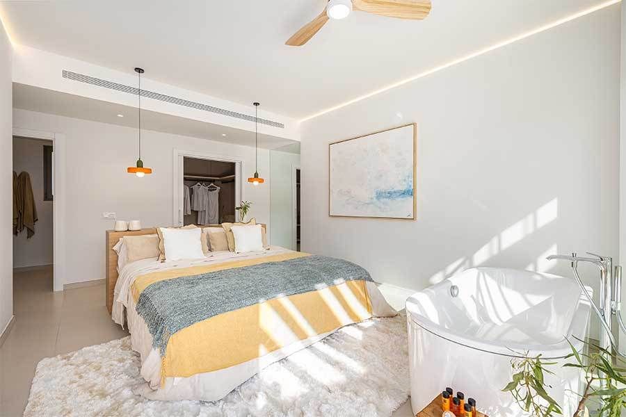 Bedroom with window views in new-build villa, Reserva del Higuerón
