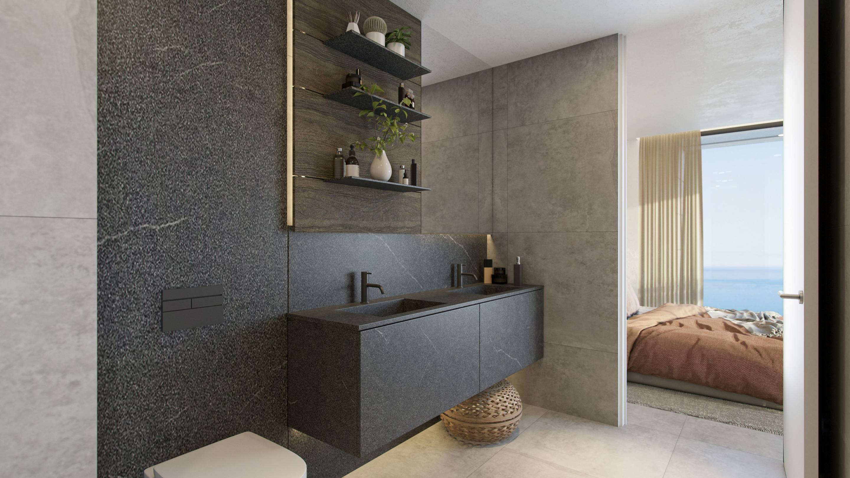 En-suite bathroom in new-build villa, Pinares de San Antón, Málaga