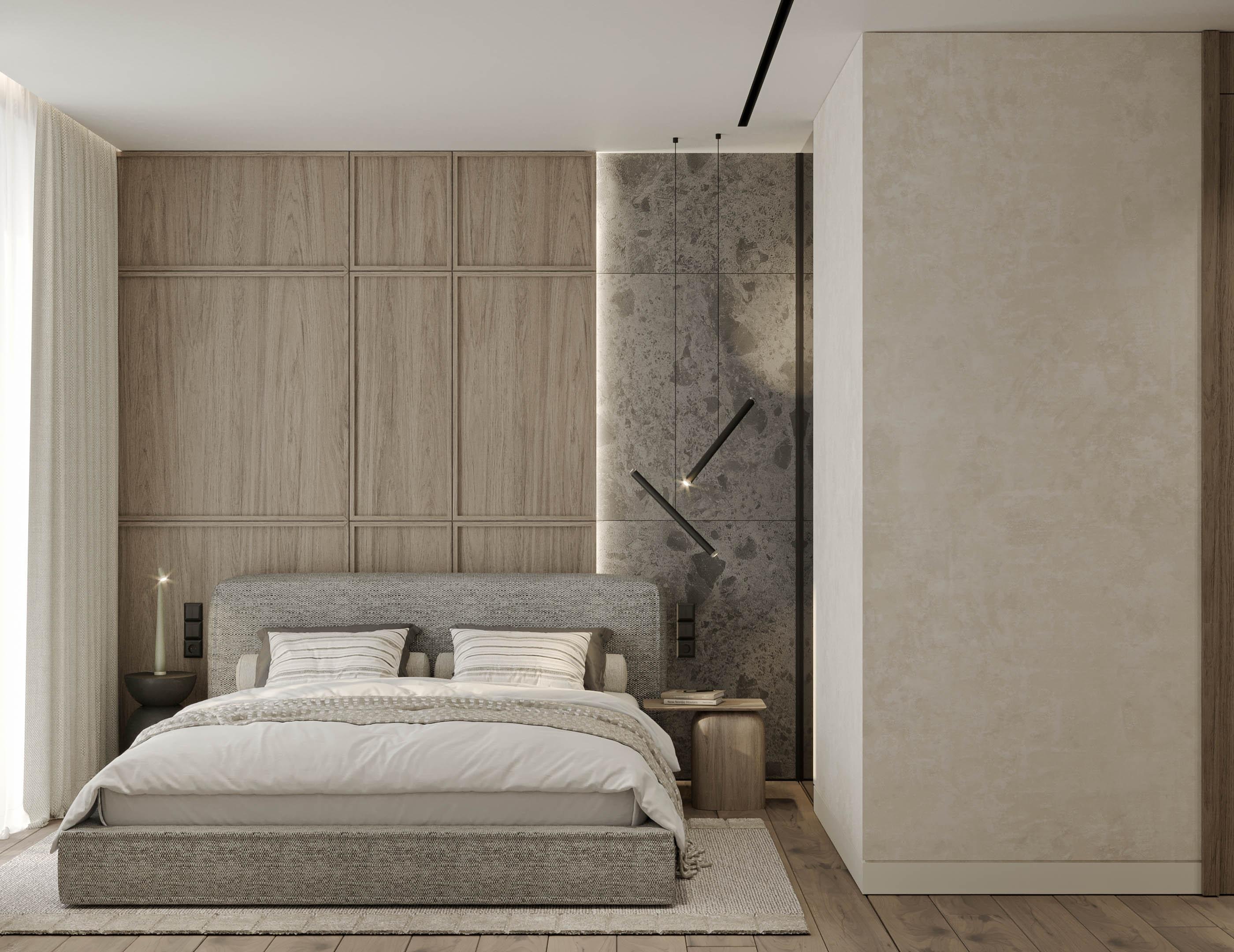 Ground floor layout showing living, kitchen and bedroom areas