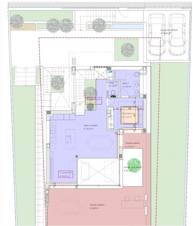 Floor plan - ground floor of 3-bedroom villa, Valle Romano
