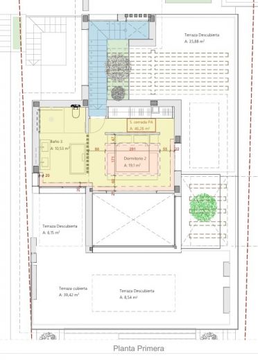 Floor plan - first floor or roof level of villa, Valle Romano